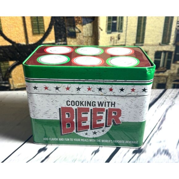Cooking With Beer Recipe Card Tin Box With Metric Conversion Chart - Picture 1 of 6